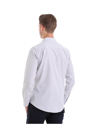 Hatemoğlu Gri Ç. Comfort Fit Çizgili Pamuklu Slim Yaka Uzun Kollu Spor Göml Gri