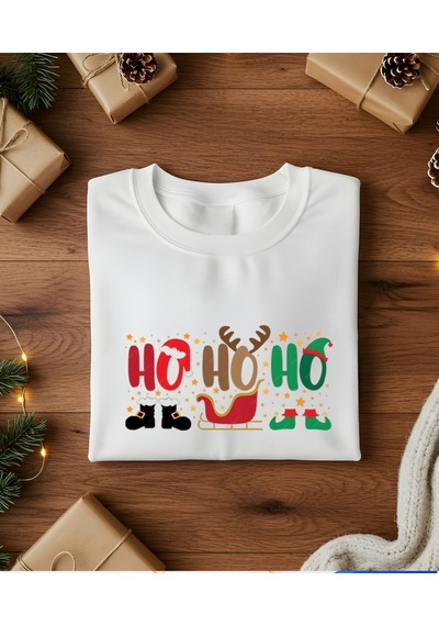 Aselinda Ho Ho Ho Baskılı Christmas Yılbaşı Tişört-aile Kombin Tişört Kombin Yapmak İçin Ürün Ekleyiniz Beyaz