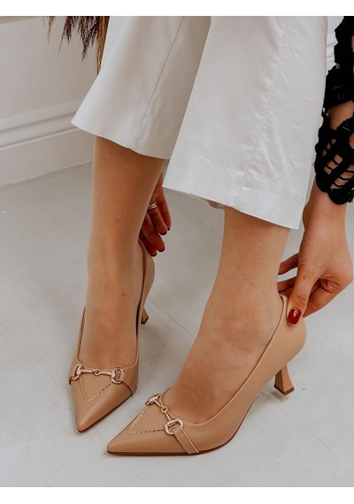 Ervanın Butiği Nude Cilt Mosscross Toka Detay Kadın Stiletto-3907