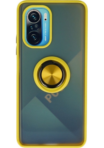 Xiaomi Redmi K40 Uyumlu Kılıf Montreal Yüzüklü Silikon Kapak - Sarı