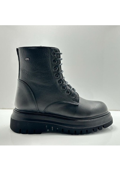 Castle Black Yldz-27400-1 Siyah Hakiki Deri Kadın Bot Siyah
