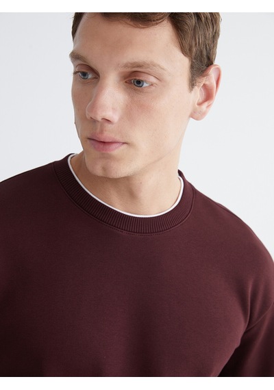 Lcw Vision Bordo Bisiklet Yaka Erkek Kalın Sweatshirt
