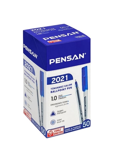 Pensan Tükenmez Kalem Üçgen Gövde 1.0 mm 50'li Mavi