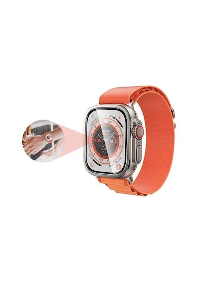 Watch Ultra 49mm Mkst Alm-01 Metal Çerçeveli Ekran Koruyucu - Gümüş