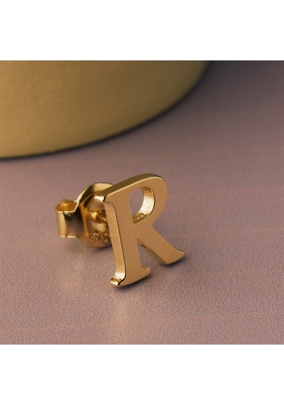 Goldkupe 14 Ayar Altın R Harf Küpe 0,51 Gr-1376