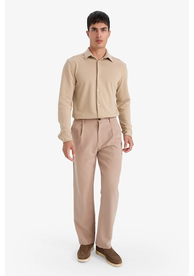 Defacto Modern Fit Polo Yaka Pike Uzun Kollu Gömlek F0330ax25aubg359 Bej-bg359