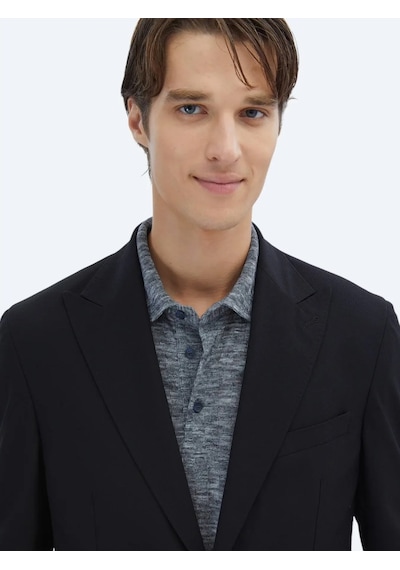Kip Siyah Desenli Modern Fit Ceket Siyah