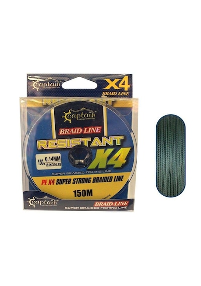 Captain Resistant Pe 4 Kat Spin İp Misina 150mt Yeşil Standart - 0.23 Mm