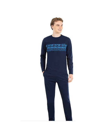 Pierre Cardin 6034 Erkek Lacivert Uzun Kollu Pijama Takımı Lacivert