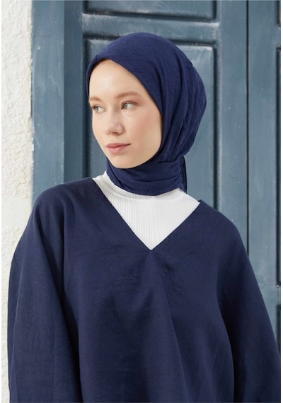 Bambu Kraş Eşarp Tesettür Giyim, Hafif, Rahat, Şık, Yüksek Kalite, Hijab, Scarf, Shawl Lacivert