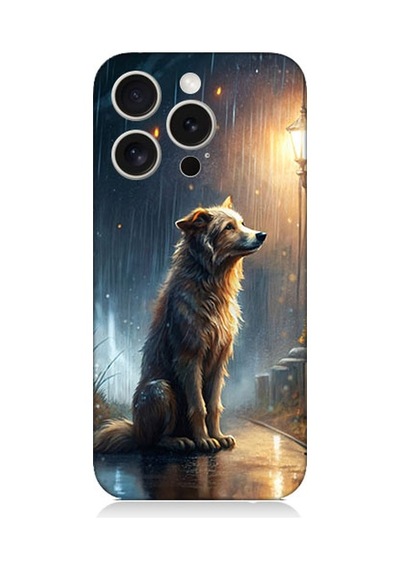 Apple Uyumlu iPhone 15 Pro Max Yağmurlu Sokak Desenli Silikon Kılıf Silikon