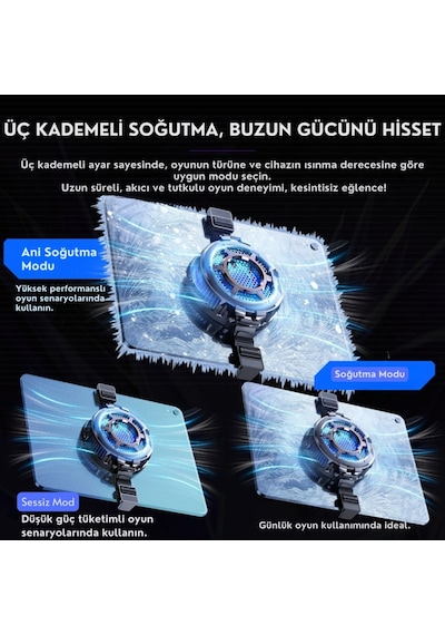 Polham 4800rpm 30w Yüksek Güçlü Telefon Ve Tablet Soğutucu Fan Sessiz, Manyetik Ve Klipsli Soğutucu