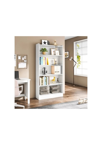 Mdf White Library Kitaplık Beyaz