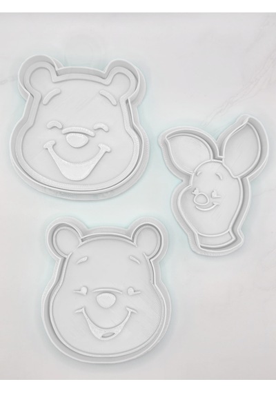 Winnie The Pooh Temalı Kurabiye Kalıbı Seti 3 Lü Sevimli Karakter Figürlü Kalıp Beyaz