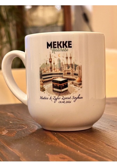 Kişiye Özel İsimli, Kâbe Görselli Mekke Hatırası Porselen Elite Kupa Bardak Çok Renkli
