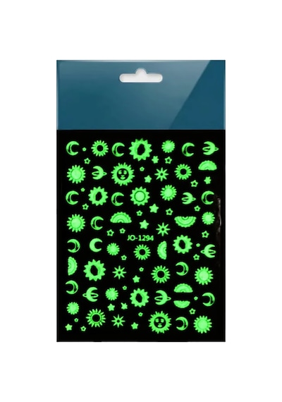 Karanlıkta Parlayan Ay Güneş Yıldız Tırnak Sticker Tırnak Etiketi Nail Art Jo-1294