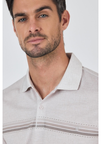 Kısa Kol Baskılı Pike Polo Yaka Cepsiz Slim Fit Tişört 1011250168 Bej