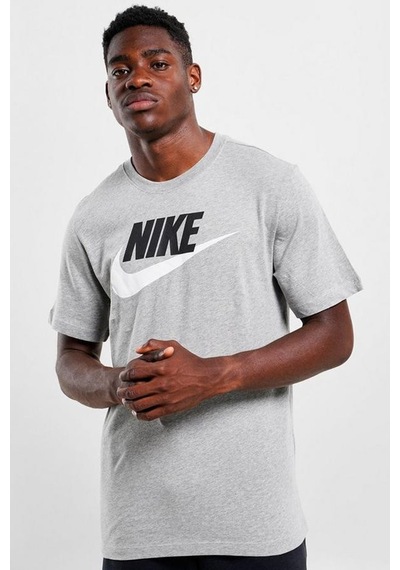 Nike Sportswear Futura Swoosh Logo Tee T Shirt Unisex Baskılı Tişört Gri Gri