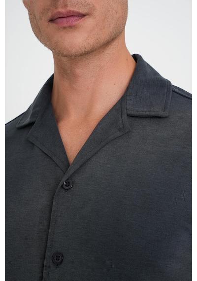 Efor Slim Fit Apaş Yaka Modal Karışımlı Kısa Kol İndigo Gömlek G 1590 Indigo