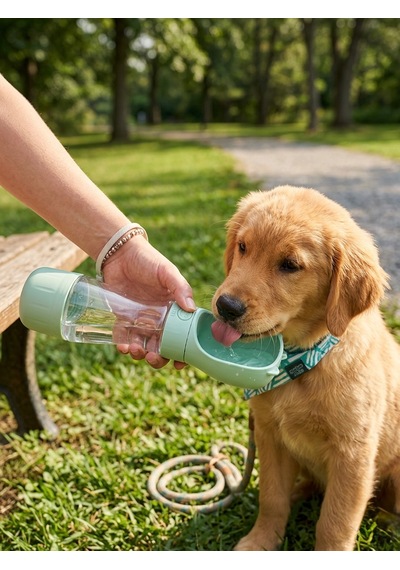 Taşınabilir Evcil Hayvan Su Matarası Ve Mama Kabı 2'si 1 Arada - 350 Ml Su / 170 Ml Mama Kapasiteli