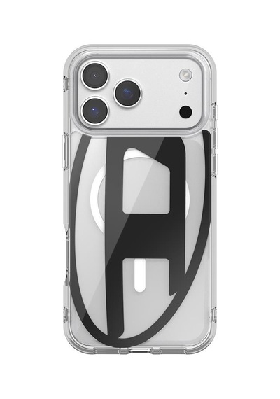 Diesel Apple iPhone 17 Pro Max Uyumlu Magsafe Destekli Oval D Metalik Kılıf - Siyah