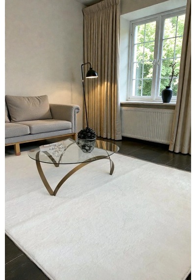 Peluş Post Halı Yumuşak Dokulu Modern Salon Oturma Odası Çocuk Odası Hol & Antre Halısı Krem Krem
