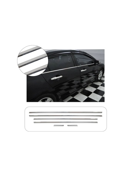 Honda Civic Uyumlu 2006-2011 Krom Cam Çıtası 6 Parça Paslanmaz  Çelik