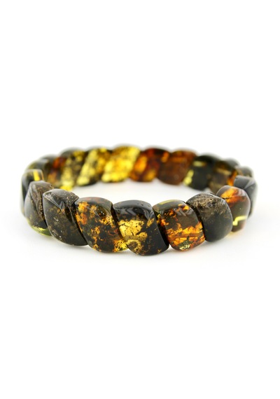 Kehribar Bileklik Özel Fosilli Roleks Tasarım Ambergold Blk23-42 Çok Renkli