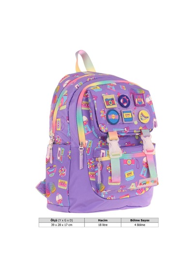 Kaukko Kids Kız Çocuk Armalı Hobi Desenli İlkokul Okul Sırt Çantası Dört Bölmeli - Mor - L5238 Mor Kaukko Kids Kız Çocuk Armalı Hobi Desenli İlkokul Okul Sırt Çantası Dört Bölmeli - Mor - L5238 Mor