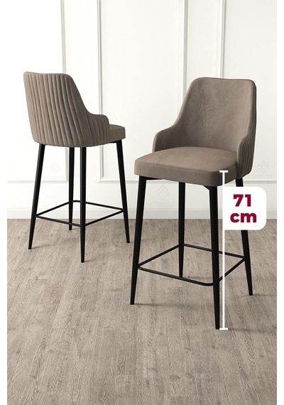 Canisa Enox Serisi 6 Adet Cappucino Sandalye Mutfak Bar Sandalyesi Babyface Kumaş Siyah Metal Ayak Sandalyeler Cappucino Ayaklar Siyah