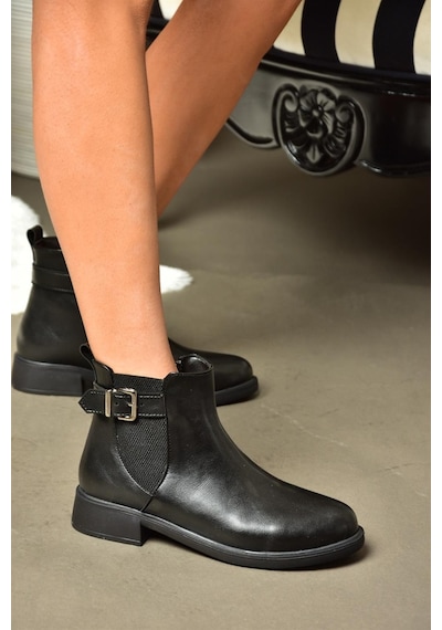 Fox Shoes R374050209 Siyah Alçak Tabanlı Kadın Bot Siyah