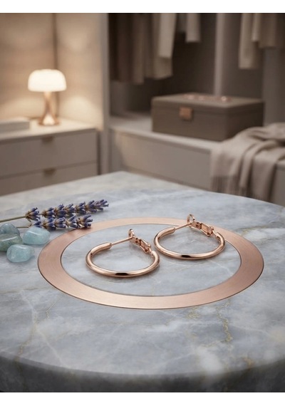 Minimalist Tasarım Gold Renk Halka Küpe Altın 69978886