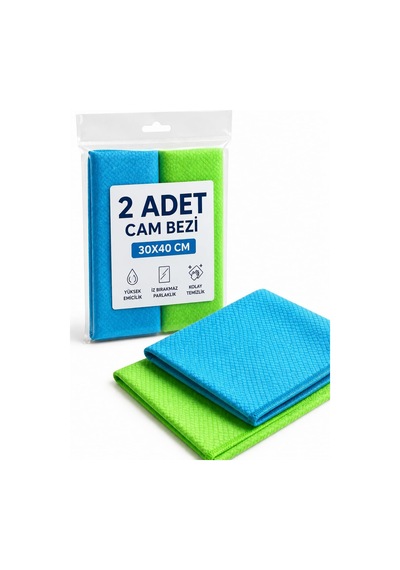 2 Adet Mikrofiber Cam Bezi 30x40 Temizlik Bezi