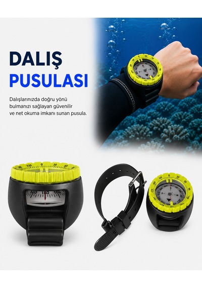 Dalış Pusulası Compass Sarı - Siyah