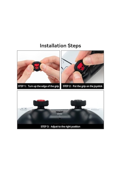 3d Skull Ps5/ps4/ps3/xbox One/one X/one S/series X/series S 3d Analog Silikon Koruyucu -4 Adet Siyah/4