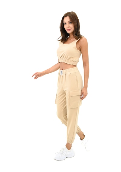 Koza Butik Kadın Askılı Crop Bluz Detaylı Eşofman Takımı 3715-23 001
