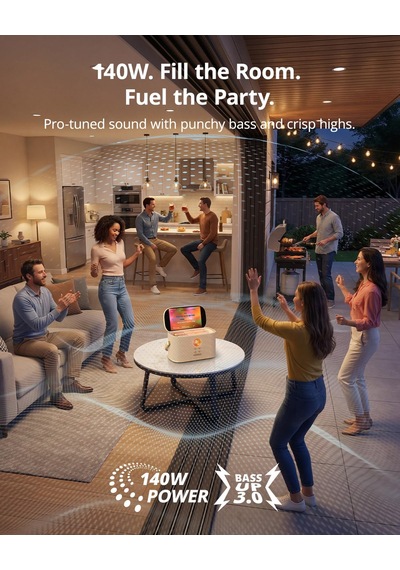Ikarao Yetişkinler İçin Karaoke Makinesi, Şarkı Sözleri Ekranlı, 2 Kendinden Şarjlı Kablosuz Mikrofon, Autotune Ve Eq, 140w Hoparlör, Connect Tv, Ev, Aile, Parti, Seyahat İçin Taşınabilir Karaoke