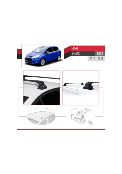 İpqi Ford B-max B232 2012-2017 Arası İle Uyumlu Ace-3 Ara Atkı Tavan Barı Siyah 2 Adet
