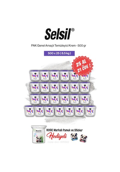 Selsil 25 Al 21 Öde Pak Genel Amaçlı Temizleyici Krem 500 Gr Ve Rosie Pamuk
