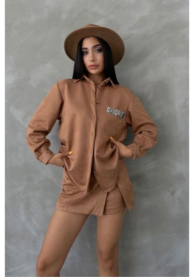 Verymoda Süet Gömlek - F1517 Taba