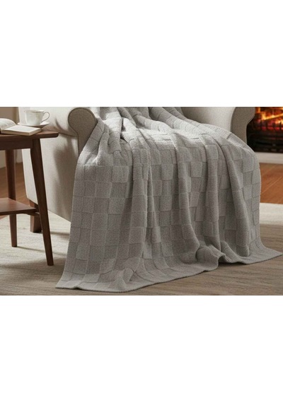 Merinos Fiona Stonecube Soft Battaniye 200x220 Gri Açık Gri