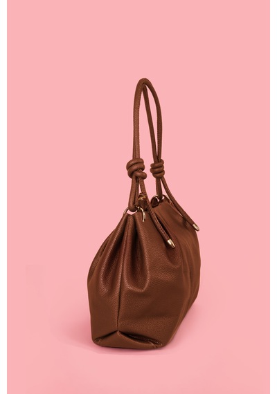 Westbag Kadın Dokulu Büzgülü Premium El Ve Omuz Çantası Taba