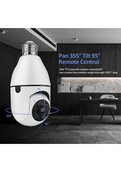 1080p Hd Wifi Ampül Kamera 360 Panoramik Görüşlü, Gece Görüşlü Kablosuz Akıllı Ip Kamera
