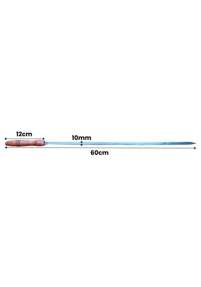Tavuk Şişi Paslanmaz Çelik Ve Ahşap Saplı 10'lu - 60 Cm