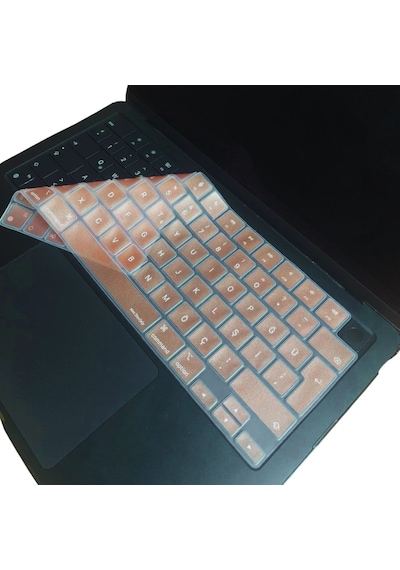 Macbook Klavye Koruyucu Türkçe Q Air 13.6-15.3 Ve Pro 14-16 M2-m3-m4-m5 Uyumlu İnce Silikon Kılıf Kapak Siyah