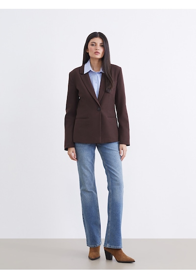 Lcw Vision Kahverengi Krep Kadın Blazer Ceket