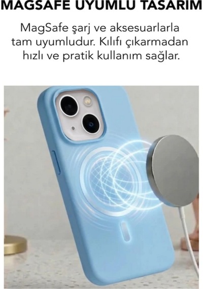 Apple İphone 13 Uyumlu Magsafe Lansman Silikon Kılıf Turkuaz