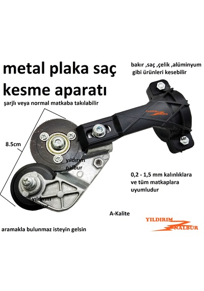 Saç Plaka Kesme Aparatı Şarjlı Matkap Plaka Kesici Pratik Keskin