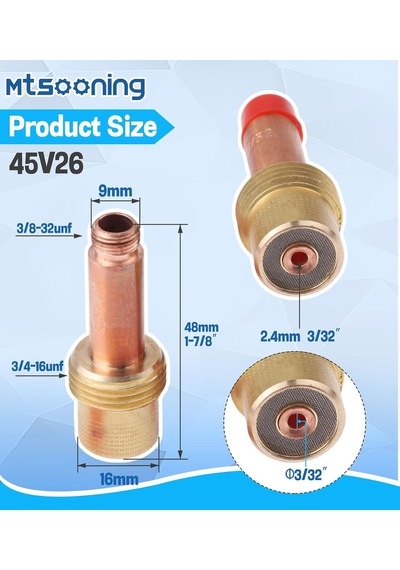 Tr 5'li Paket Gaz Lensi Pens Gövdeleri 45v26 3/32 İnç Tıg Kaynak Torcu 17, 18 Ve 26 Serisi İçin