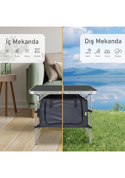 Haegs Saklama Dolaplı Kamp Masası, Outdoor Kamp Mutfağı, Kamp Dolabı, Katlanabilir Kamp Piknik Masası, Seyahat Mut Genel